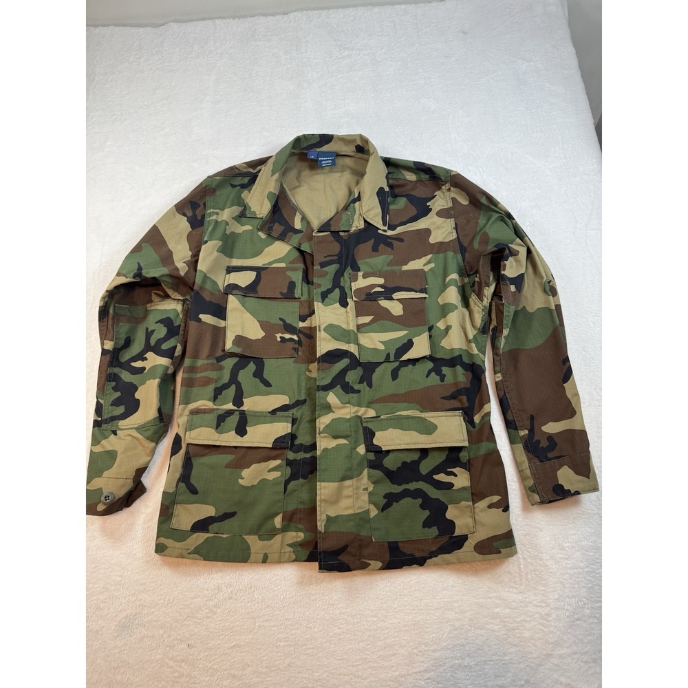 Propper Jacket‎ Mens Large Regular Green Camo Button Up Military
